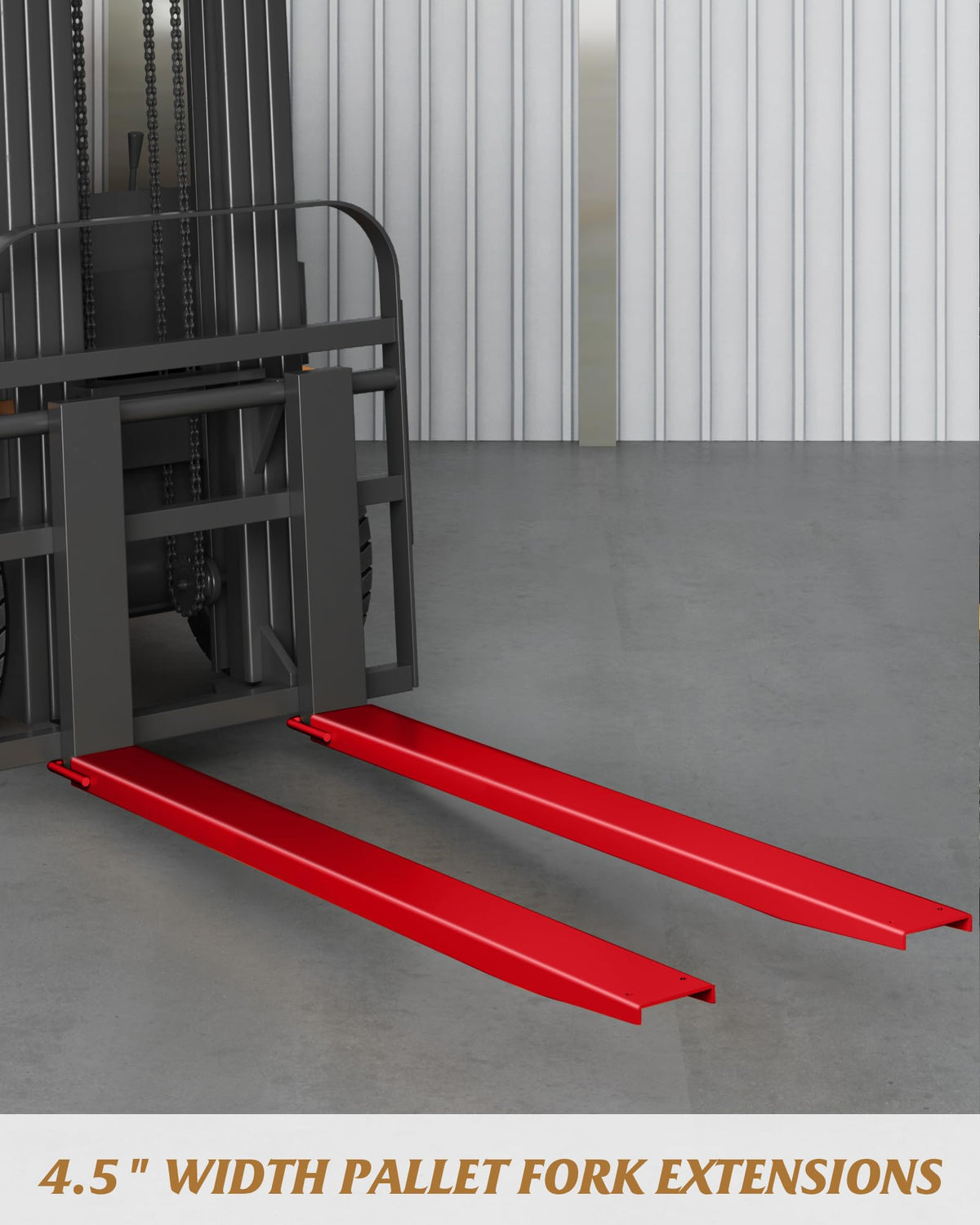 Garvee Pallet Fork Extension,1 Pair Forklift Extension,Load Capatity 5500 LBS,4.5 in Width with Tire Chain, Heavy Duty Alloy Steel Fork Extensions for forklifts,Red (84 in Length)