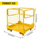 36''x36'' Forklift Safety Cage, Forklift Work Platform 1200LBS Capacity with 4 Universal Swivel Wheels Collapsible Lift Basket Aerial Rails Aerial Platform