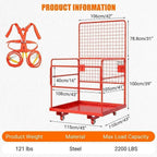 Garvee Industrial Steel Forklift Safety Cage – 1,400 lbs Capacity Man Basket with Collapsible Platform, Guardrails, Safety Harness & Wheels – Heavy-Duty Facility Barrier