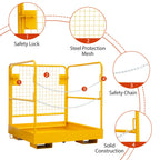 GarveeTech Forklift Safety Cage 36"x36", 1200lbs Capacity Forklift Man Basket, Heavy Duty Steel Forklift Basket Man Platform with 2 Chain, Perfect for Aerial Work