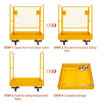 Forklift Man Basket, 36X36 Inches Forklift Safety Cage 1200 Lbs Capacity，Heavy Duty 2-Man Collapsible Work Platform with Lock & Safety Harness, Lift Basket for Telehandler, Aerial Work