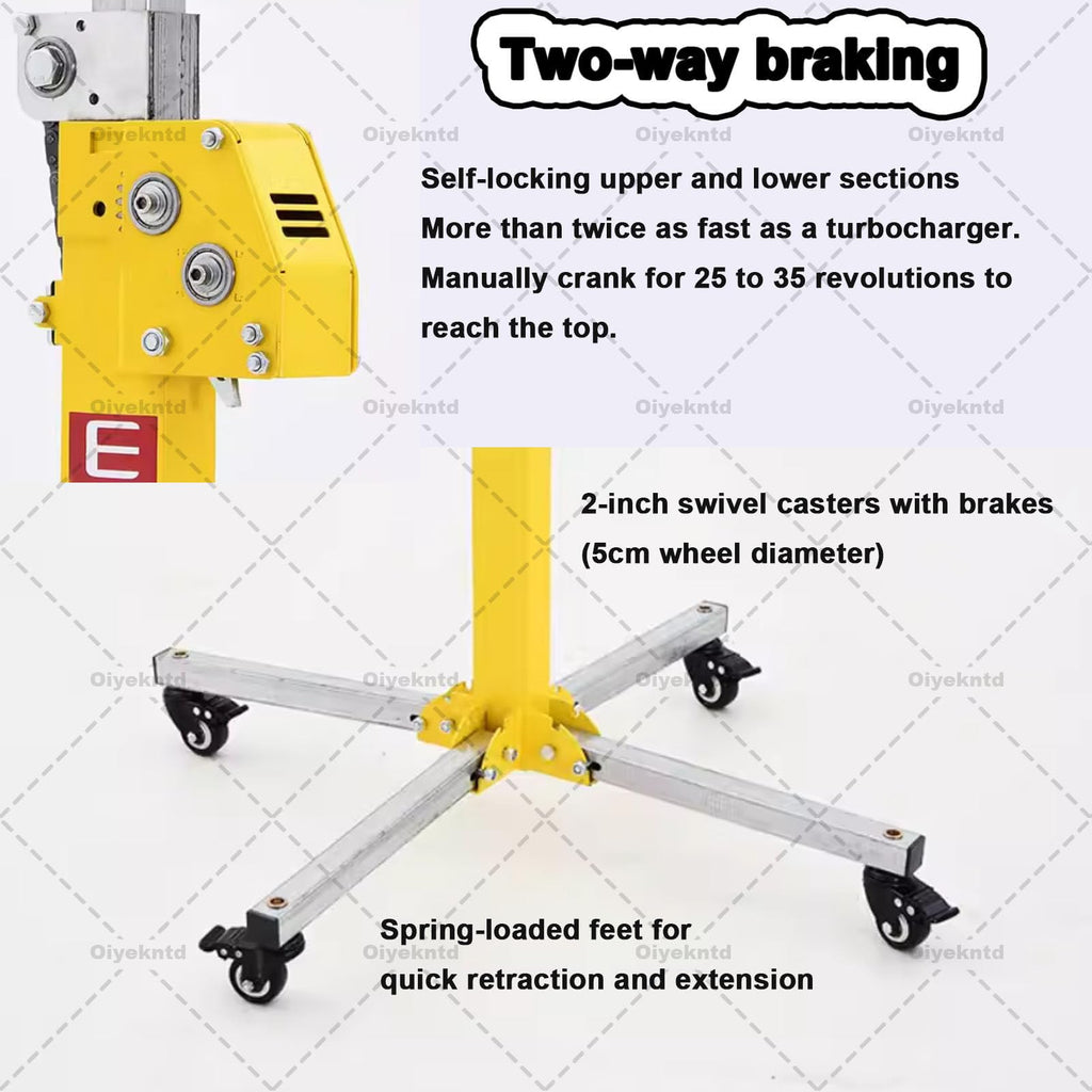 Drywall Jack Lift for Ceiling, Heavy Duty Sheetrock Lift, Rolling Drywall Lift Panel Hoist, Adjustable Drywall Jack Lift Steel Material Construction Tools, Manual and Electric Dual 4.5M(14.8ft)