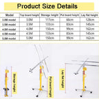 3-in-1 Multi-function Sheetrock Lift with Horizontal Punching Bracket,3mm Thick Steel Frame Supports 110 Lbs,Dual Drive,Collapsible to 117cm for Compact Storage,Perfect for High Ceilings,3.5m