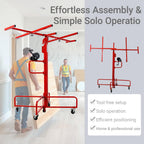 13Ft Drywall Lift Panel Hoist, 150lbs Capacity Sheetrock Lift Drywall Panel Hoist Tool, Drywall Lifter with 360° Adjustable Telescopic Arm & 4 Lockable Wheels (Red 13Ft)