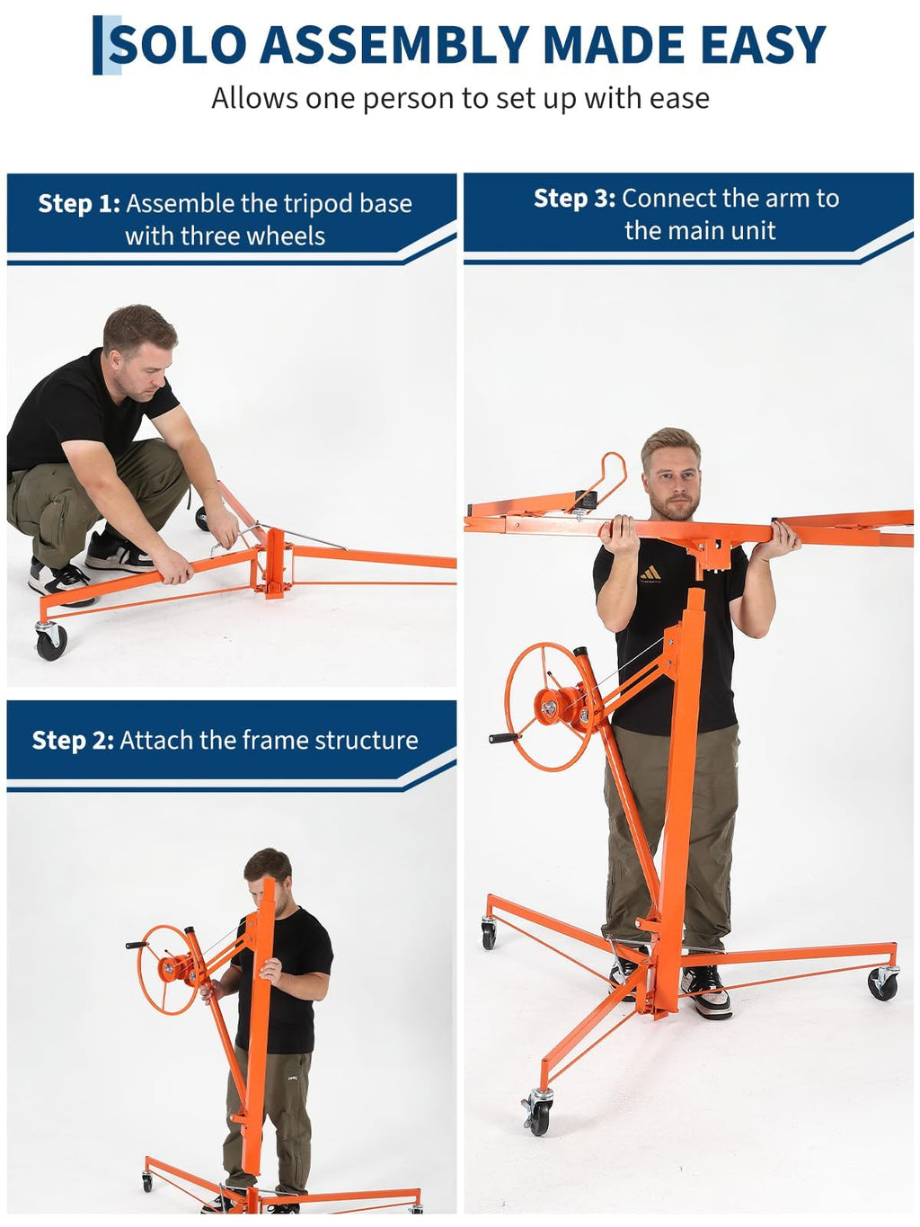 Drywall Lift 16 FT, Heavy-Duty 150 Lbs Drywall Rolling Lifter Panel, Sheetrock Hoist Lift Drywall Jack Lift for Ceiling, Drywall Panel Hoist with 360° Adjustable Telescopic Arm & 3 Lockable Wheels