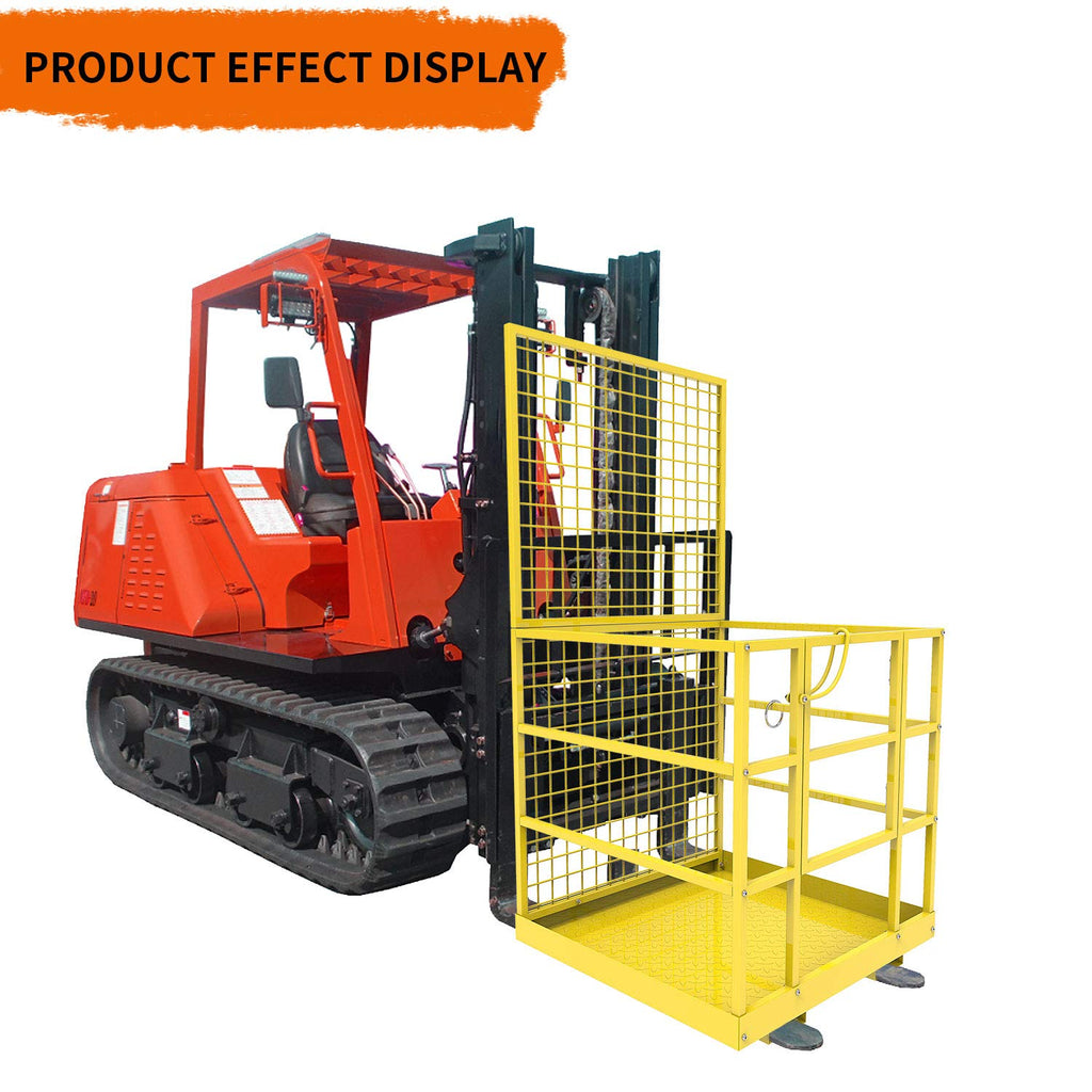 Forklift Safety Cage, 43"x45" Forklift Man Basket,1300lbs Capacity Forklift Work Platform, Forklift Aerial Platform 2-Man Collapsible Lift Basket for Lifting Loader
