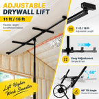 11 ft / 16 ft Drywall Lift, 150 Lbs Sheetrock Lift with Lockable Wheels