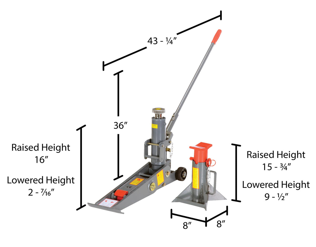Vestil Fork-J Steel Manual Hydraulic Fork Truck Jack 43-1/4 in. x 7-7/8 in. x 36 in. 8,000 Lb. Capacity Gray