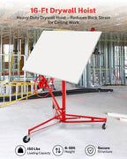 Adjustable Drywall Lift 11FT Heavy Duty - 150Lb Capacity Steel Panel Hoist with Telescopic Arm & Locking Wheels, Single Person Drywall Lifter, Sheetrock Lift for Ceiling Installation