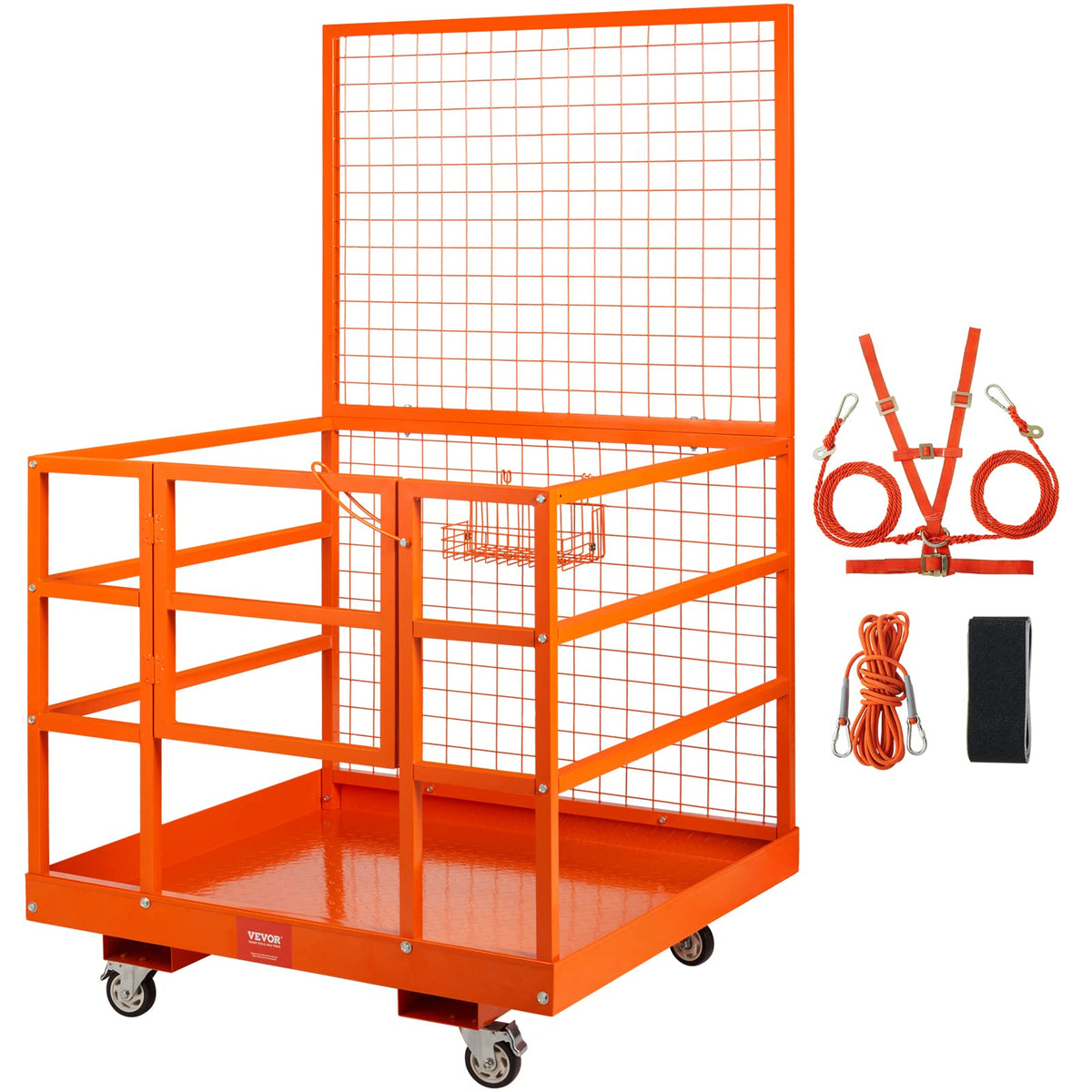 VEVOR Forklift Safety Cage, 43 x 45 Inch Forklift Man Basket with Wheels