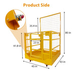 Forklift Safety Cage, 43"x45" Collapsible Aerial Work Platform with 1400Lbs Capacity, Includes Safety Harness & Lock for Warehouse Rack Repair and Maintenance
