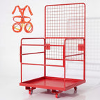 Forklift Safety Cage 43"x45", Heavy Duty Steel Man Basket, 2200lbs Load, Collapsible Work Platform, Safety Harness & Lock, 2-Man Collapsible Lift Basket for Facility Security and Loader Lifting
