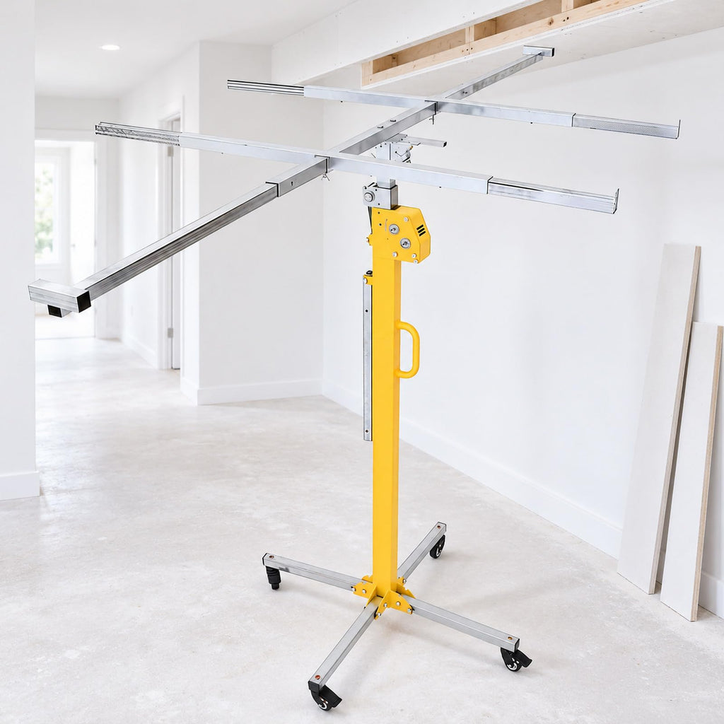 Drywall Lift Sheetrock Lift, 110LBS(50kg) Heavy-Duty Panel Hoist with Dual-Mode Drive, Safety Self-Lock, 4 Casters for Ceiling Wall Installation 3m