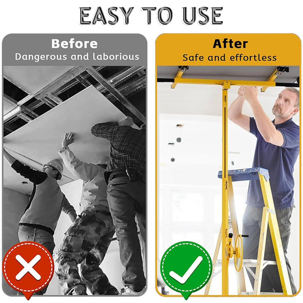 Adjustable Drywall Jack Lift for Ceiling Installation, Foldable Labor-Saving Construction Tool with Telescopic Arm & Lockable Wheels, Ideal for Home Improvement and Professional Use