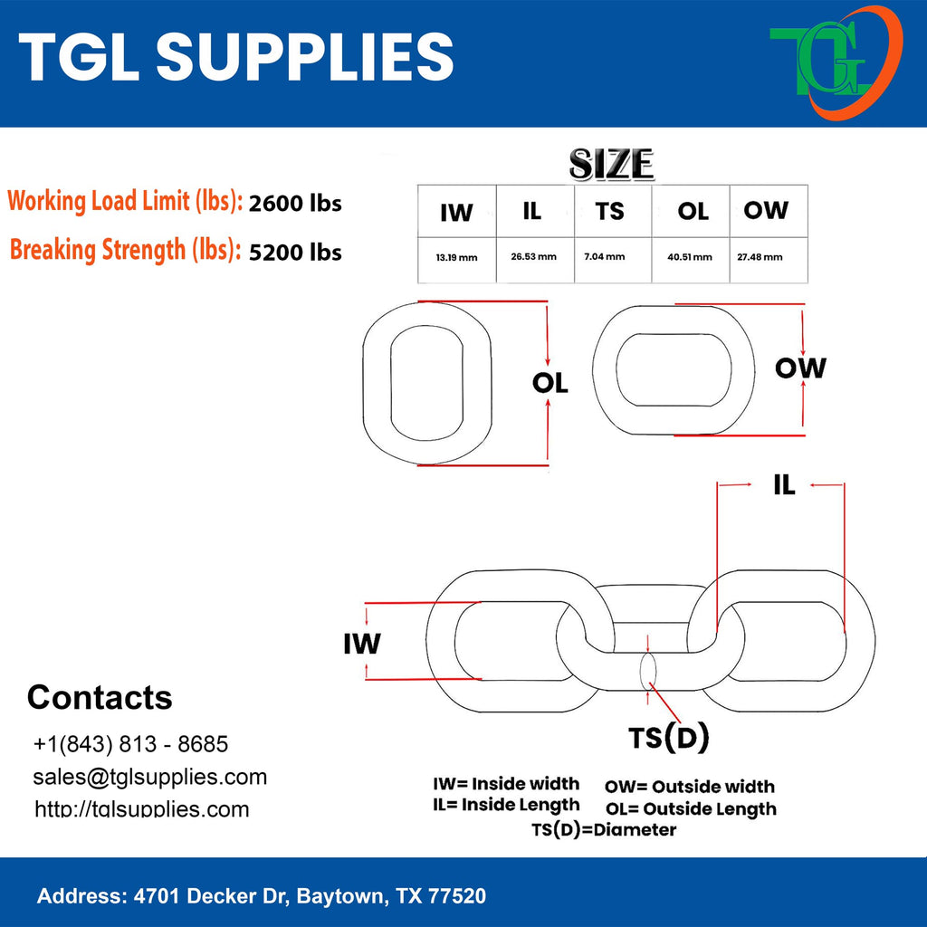 1/4 Chain G43 High Quality Alloy Steel with 2600 lb. Working Capacity and 5200 lb. Breaking Strength (1/4" G43 (1.05 Inch x 0.52 Inch), 100 Feet)