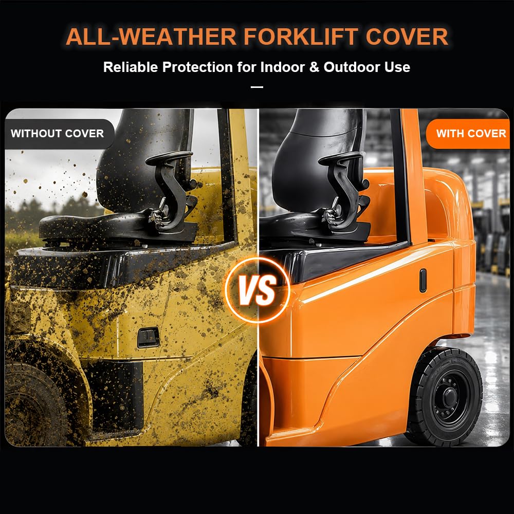 Forklift Cover for Hyster S50 2010-2020 2021 2022 2023 2024 2025 2026 Machinery Shield & Equipment Guard with Reflective Strips Side Zipper & Adjustable Fasteners