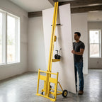 Heavy Duty 10ft Drywall Lifter with 150LB Capacity, Yellow Steel Panel Hoist for Drywall OSB Plywood Cement Board, Auto Locking Winch and Durable Casters