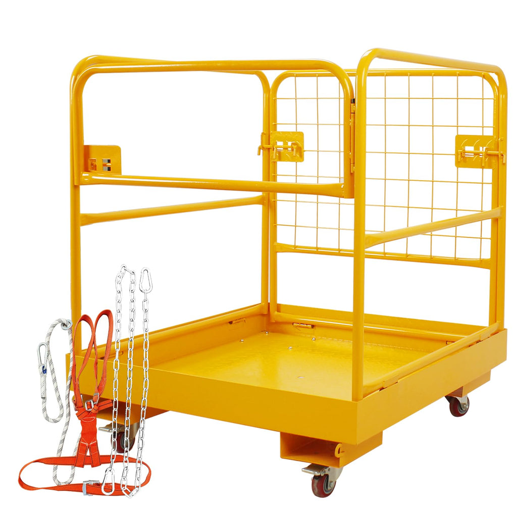 Forklift Safety Cage,Heavy Duty Forklift Man Basket 1200LBS,36"x36" Lift Basket,with Lockable Swivel Wheels,Work Platform for Most Aerial Jobs