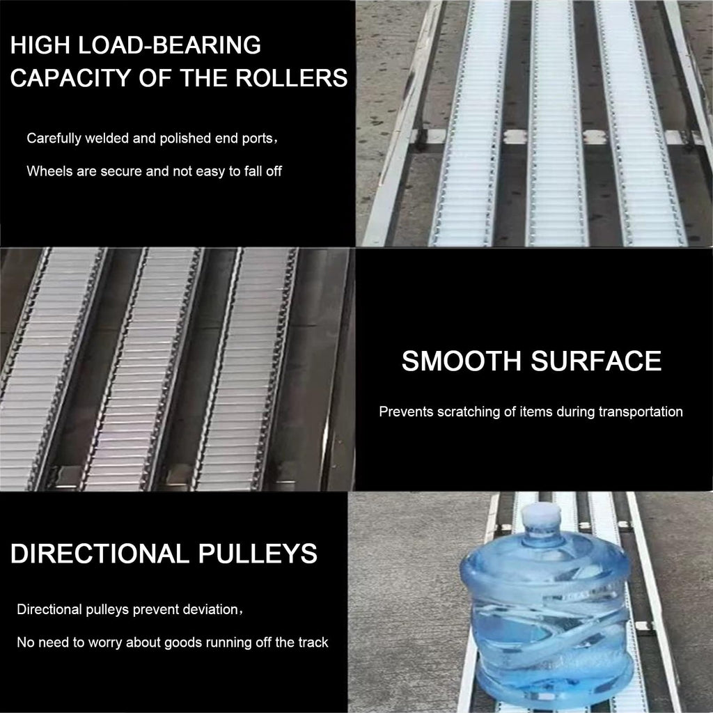 Stainless Steel Unpowered Conveyor Roller with 2 Row Long Wheels, Light-Duty Gravit-y Conveyor Belt Table, Portable Splicable Roller Conveyor Table(100X30CM-7PCS(7M))
