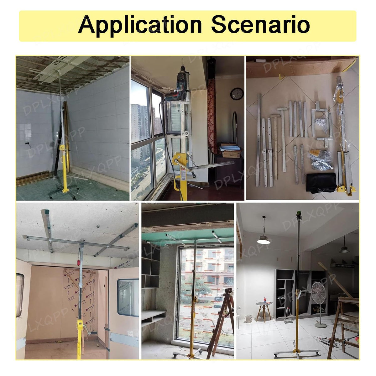 Professional 3-in-1 Drywall Lift Ceiling Installation Tool,50kg (110 Lbs) Capacity,3-5m Adjustable Height with Hand Crank & Electric Drill Drive,Built-In Leveling & Drilling Guide,Foldable Design,4.5m