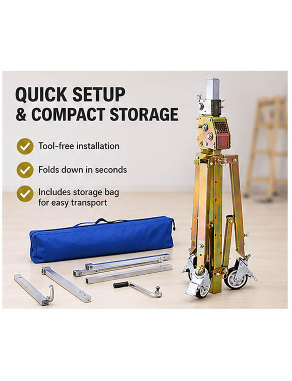 Multi-Purpose Drywall Lift – Rolling Plasterboard Jack, Ceiling & Wall Panel Hoist, Construction & DIY Use(5meter/16.40ft)