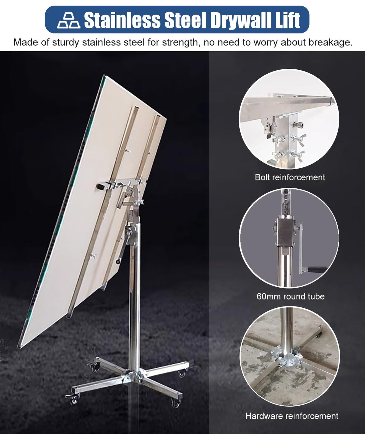 ZIMGOD Drywall Lift Jack Tool for Ceiling Residential, Home Improvement Drywall Lifter Hoist, Commercial Sheetrock Construction Tool, Lockable Plasterboard Hoist(Max Height 2.8m/9.2ft)