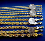 10K Yellow Gold Rope Necklace Bracelet Chain Diamond Cut 2mm-10mm 7"-30" | MADE IN ITALY