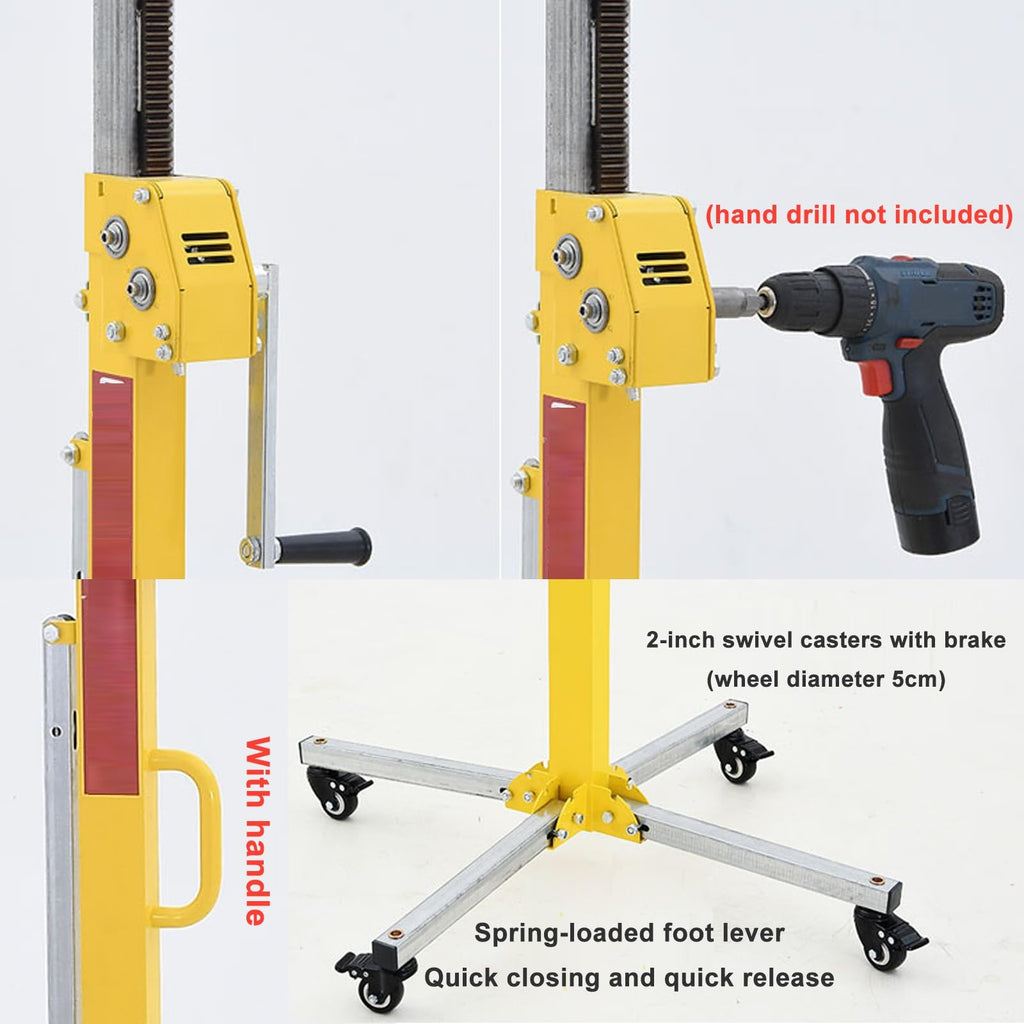 Drywall Lift, Stable and Durable with Casters Drywall Lifter Can Be Locked by Casters Sheetrock Lift Easy to Operate Convenient and Labor-Saving Woodworking Construction Tools(3M)