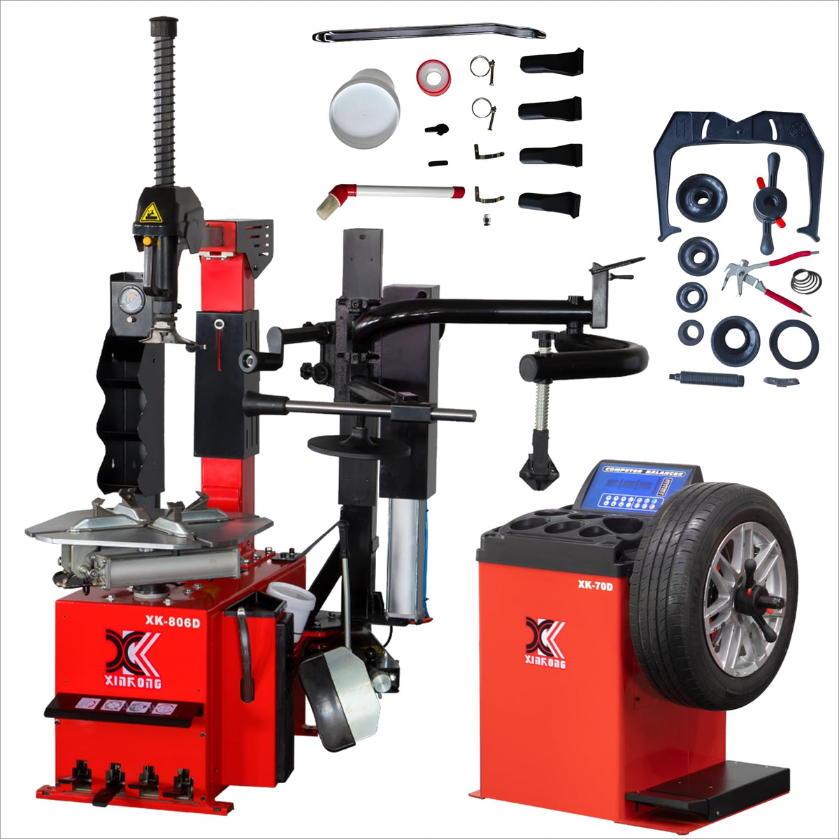 XK Tire Changer and Wheel Balancer Combo Rim Clamp 28 in, 110V,806A-70D
