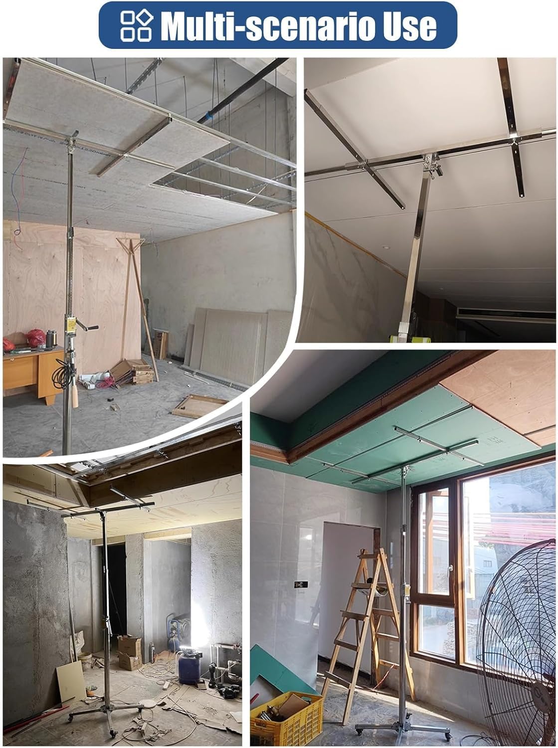 Home Improvement Drywall Lifter Hoist, Drywall Lift Jack Tool for Ceiling Residential, Commercial Sheetrock Construction Tool, Lockable Plasterboard Hoist(Max Height 3.2m/10.5ft)