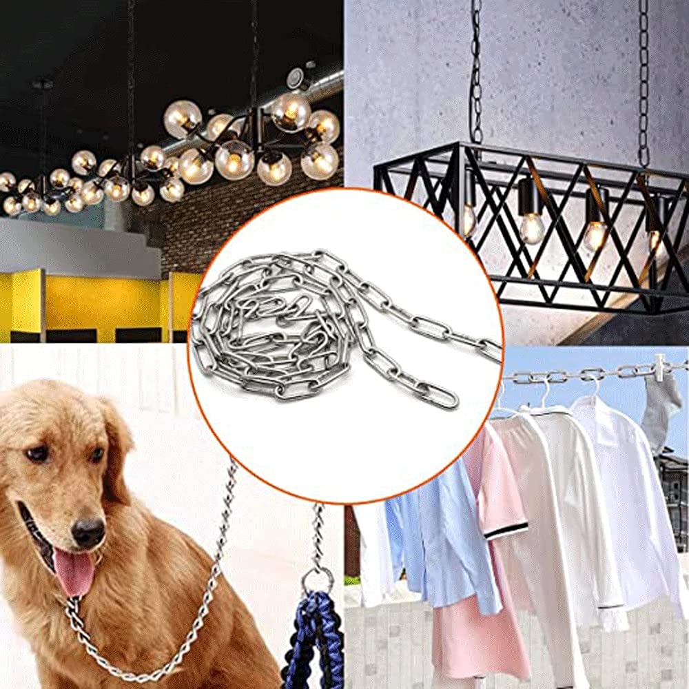 Safety Chain,garden Coil Chain Clothes Chain Dog Chain (shepherd Dog) Stainless Steel Chain Anti-theft Chain Pet Chain Stainless Steel Coil Chain Chain Dog Collar Load Bearing: 176 Lbs(80kg)
