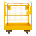 36"x36" Foldable Forklift Safety Cage, 1200LBS Yellow Capacity Work Platform with Safety Harness & 4 Wheels Aerial Platform for Lifting Loader