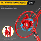 16FT Red Drywall Lift, 150LBS Heavy Duty Sheetrock Hoist