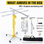 Drywall Lift Sheetrock Lift, 110LBS(50kg) Heavy-Duty Panel Hoist with Dual-Mode Drive, Safety Self-Lock, 4 Casters for Ceiling Wall Installation 3m