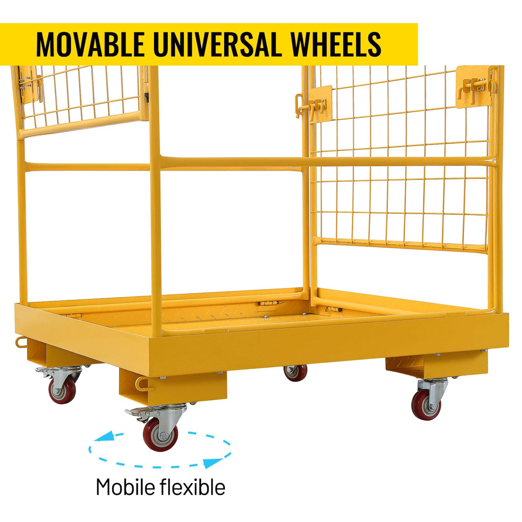 36"x36" Forklift Safety Cage, Foldable Forklift Work Platform,Forklift Man Basket 1200lbs Capacity with Protective Guardrail Chian for 1-3 People Drain Hole, Perfect for Aerial Work,36"-A