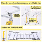 3-in-1 Multi-function Sheetrock Lift with Horizontal Punching Bracket,3mm Thick Steel Frame Supports 110 Lbs,Dual Drive,Collapsible to 117cm for Compact Storage,Perfect for High Ceilings,3.5m