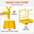 VEVOR Forklift Safety Cage, Forklift Man Basket 1200lbs Capacity, 36'' x 36'' Foldable Forklift Work Platform for 1-2 People with Double-Chain Guardrail & Drain Hole, Perfect for Aerial Work, Orange