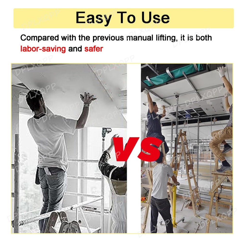 3-in-1 Multi-function Sheetrock Lift with Horizontal Punching Bracket,3mm Thick Steel Frame Supports 110 Lbs,Dual Drive,Collapsible to 117cm for Compact Storage,Perfect for High Ceilings,3.5m