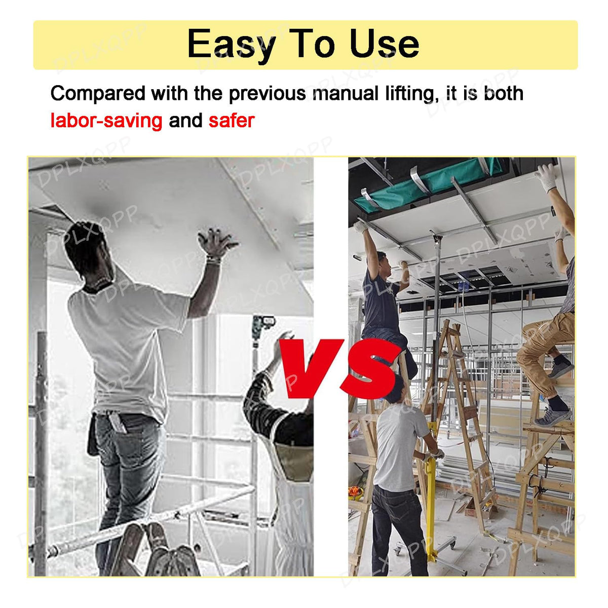 Professional 3-in-1 Drywall Lift Ceiling Installation Tool,50kg (110 Lbs) Capacity,3-5m Adjustable Height with Hand Crank & Electric Drill Drive,Built-In Leveling & Drilling Guide,Foldable Design,4.5m