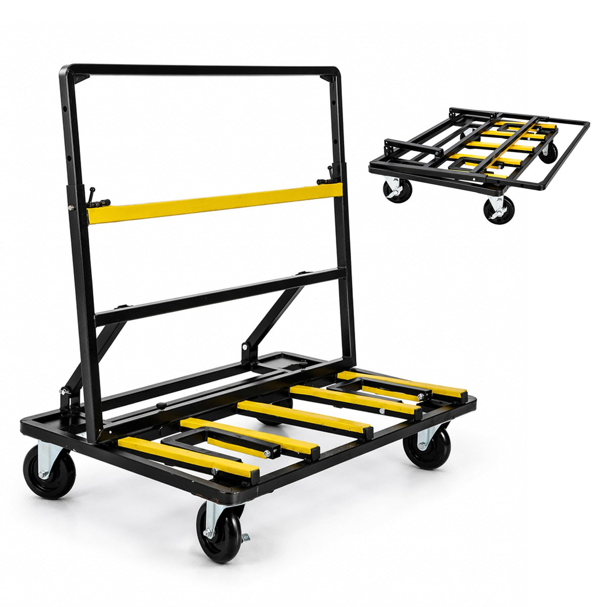 Upgrade Heavy Duty Folding Drywall Cart, 2000 lbs Load Capacity Drywall Dolly with 360 Swivel Wheels, Collapsible Panel Truck and Sheetrock Moving Cart for Jobsite, Garage, Plywood