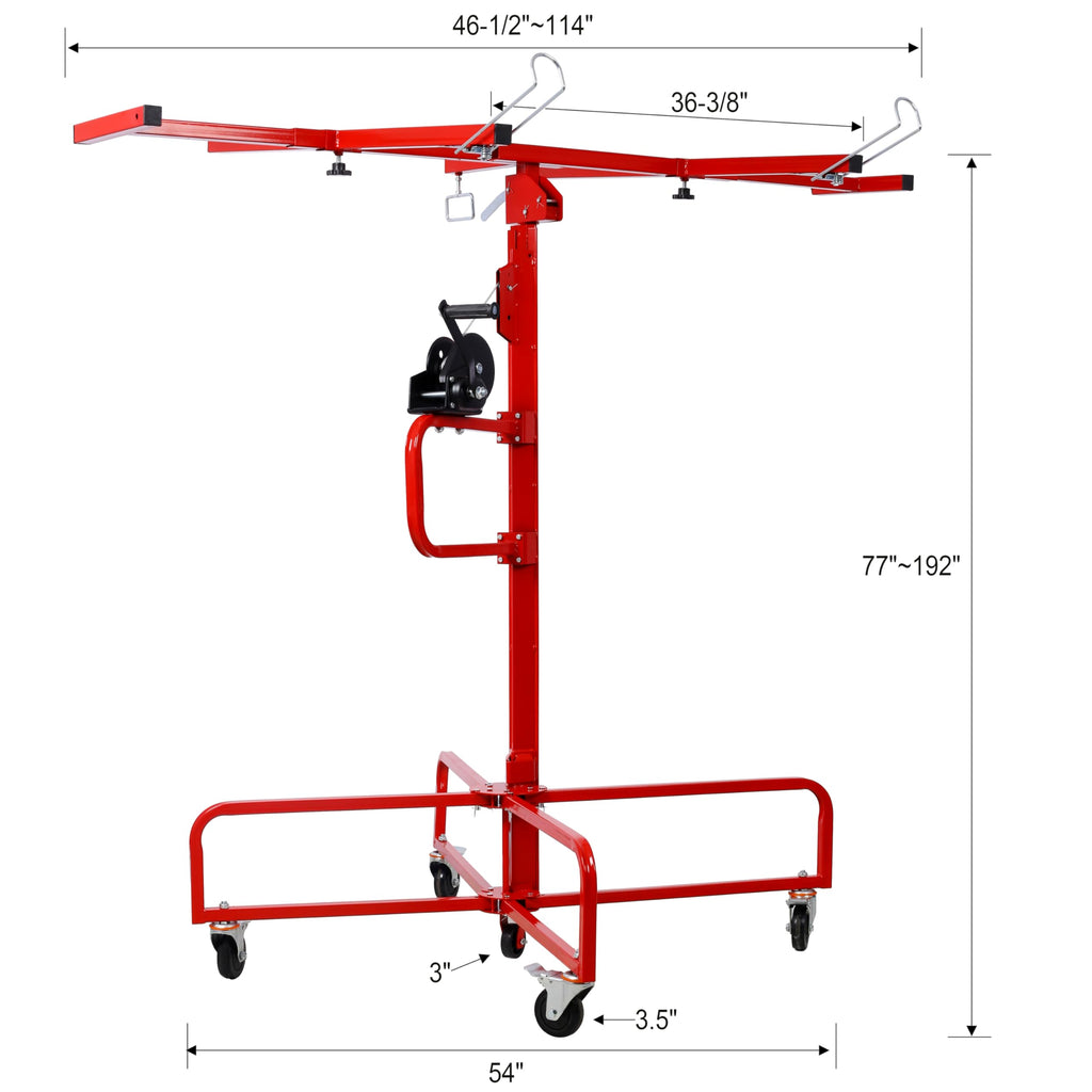 Drywall Lift 16 FT, Sheetrock Lift Drywall Lift for Ceiling, Drywall Panel Hoist 360° Adjustable Foldable, 150 Lbs Heavy Duty Drywall Lifter for Home Improvement (Red)