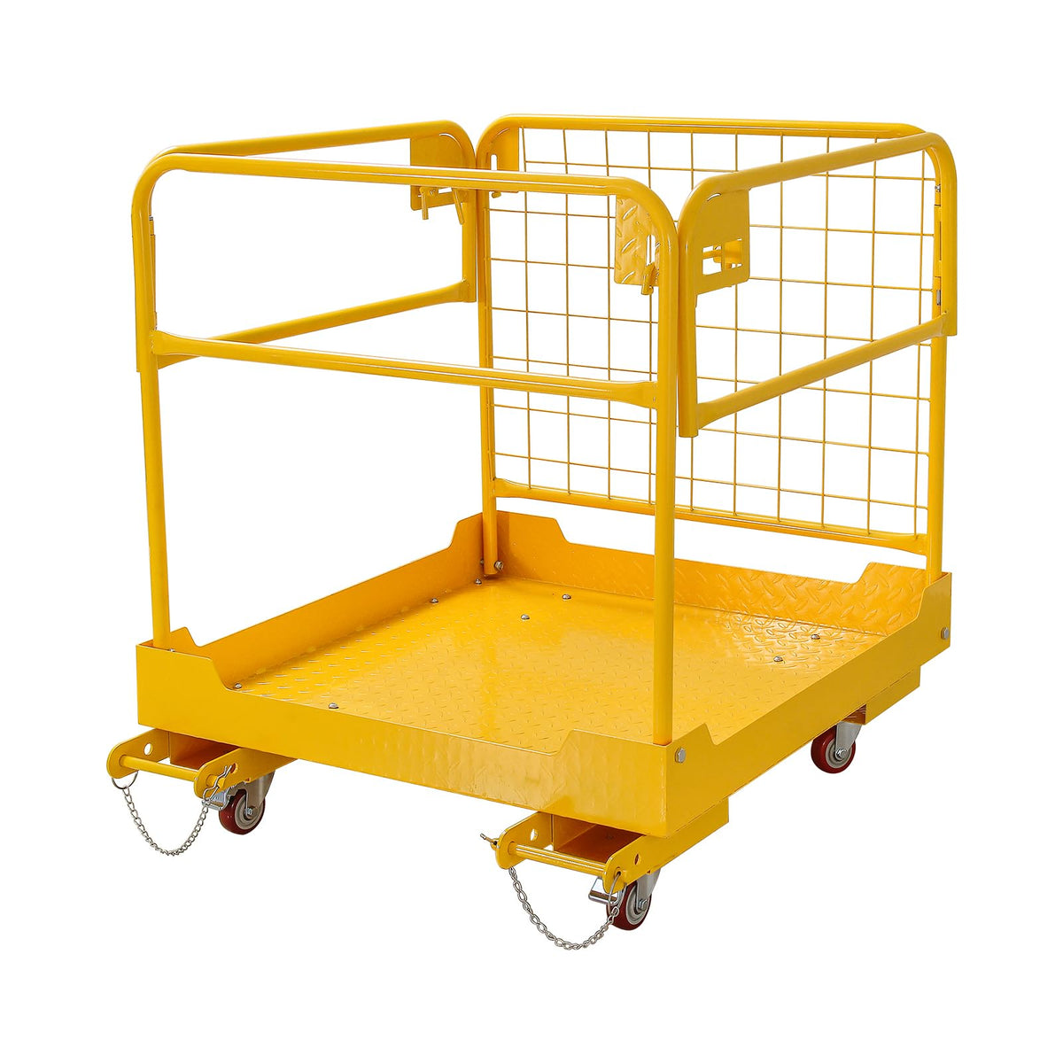 Forklift Safety cage 36x36 inches Forklift Work Platform 1150lbs Capacity with 4 Universal Wheels Aerial Platform Collapsible Lift Basket Aerial Rails for Lifting Loader