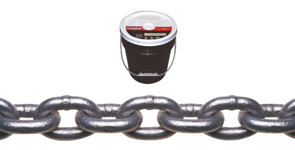 Campbell 0140633 System 3 Grade 30 Low Carbon Steel Proof Coil Chain in Round Pail, Galvanized, 3/8" Trade, 0.37" Diameter, 63' Length, 2650 lbs Load Capacity