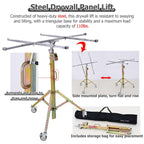 Drywall Panel Hoist Jack - Sheetrock Hand Lift Drywall Lift w/360° Rotatable Wheels - Heavy Duty Drywall Panel Lift Extension (145~350cm)