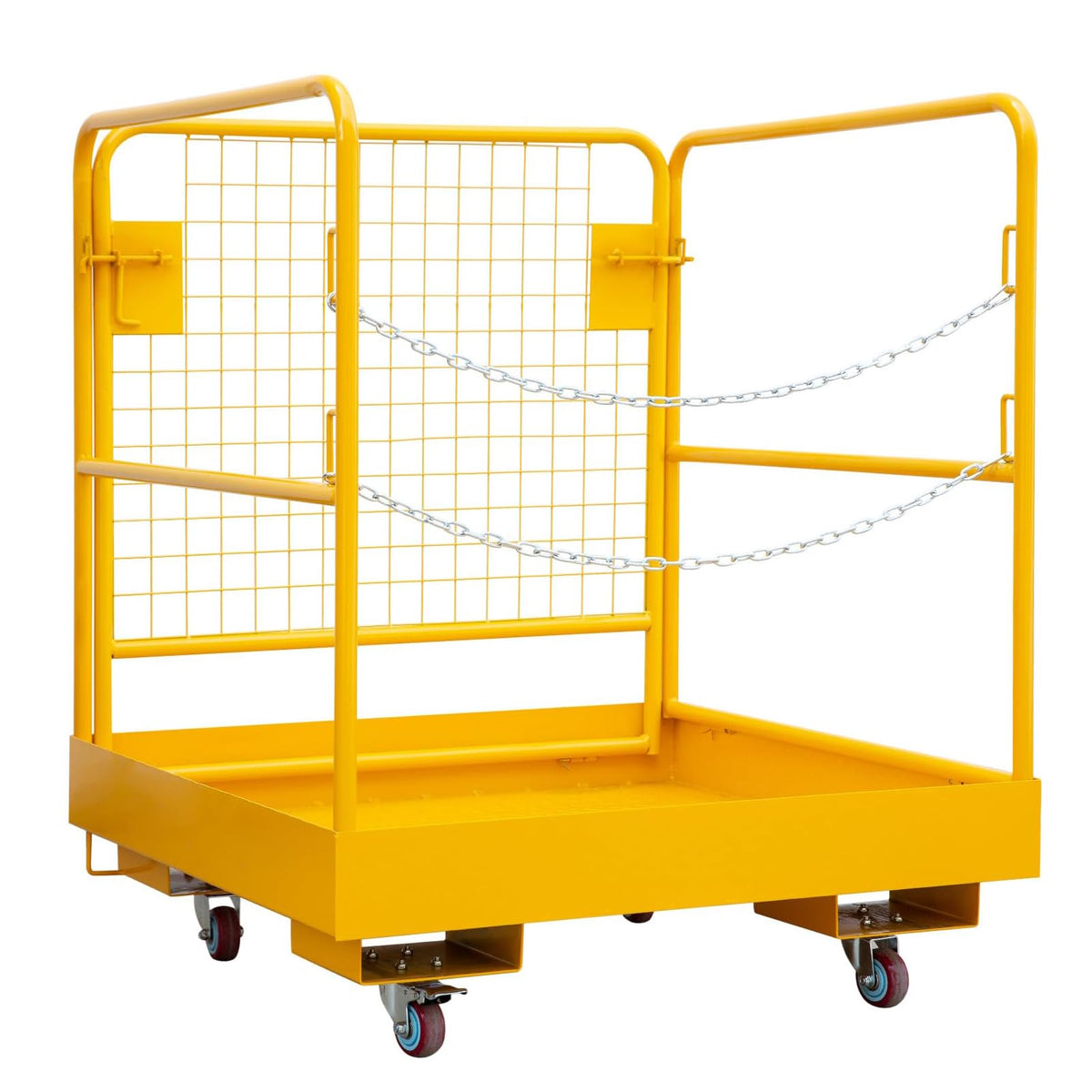 Forklift Safety Cage 36"x36", Forklift Work Platform 1200LBS Capacity, Heavy Duty Forklift Basket Man Platform with 2 Chain, Perfect for Aerial Work