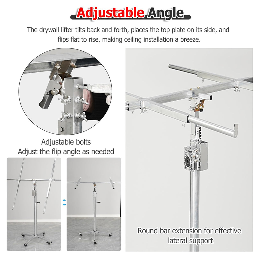 Sheetrock Lift Drywall Lift Extension - 165LBS Capacity Drywall Lift Panel Hoist with Rolling Caster Wheels - Foldable Drywall Lift Sheetrock Lift Easy Assemble & Operation(Height up to 12.1ft)