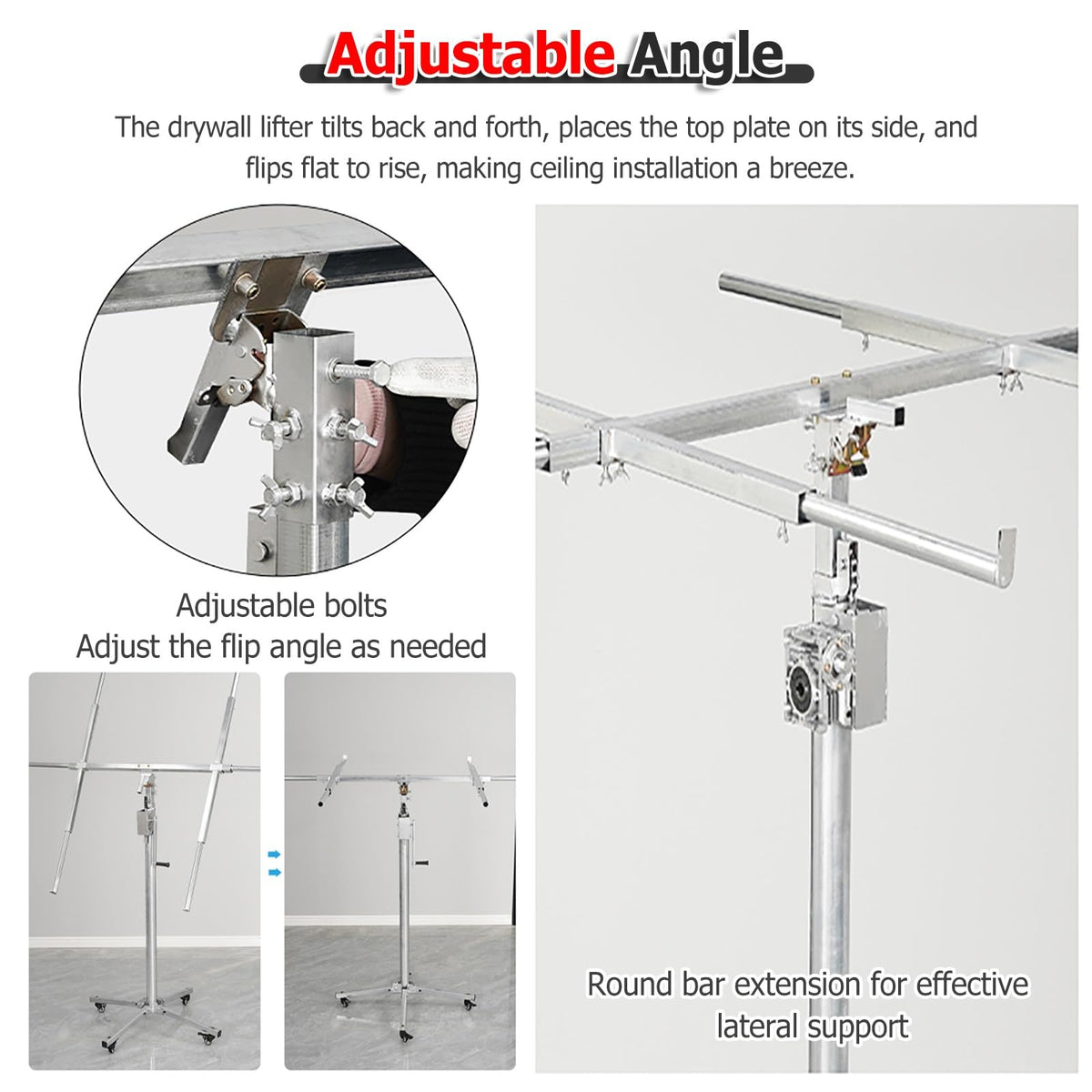 Drywall Lift Panel Hoist Dry Wall Rolling Panel - Drywall Panel Hoist Jack for Ceiling With 4 Lockable Wheels - 3.2m 3.8m Tall Sheetrock Lift Drywall Lift Heavy Duty for Home Improvement(3.2m/10.5ft+s