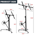 11FT Drywall Lift, 150LB Capacity Sheetrock Panel Hoist, Sheetrock Lifter tools with 3 Lockable Caster Wheels, 360° Rotatable Telescopic Arm for Ceiling Work (Black, 11FT)