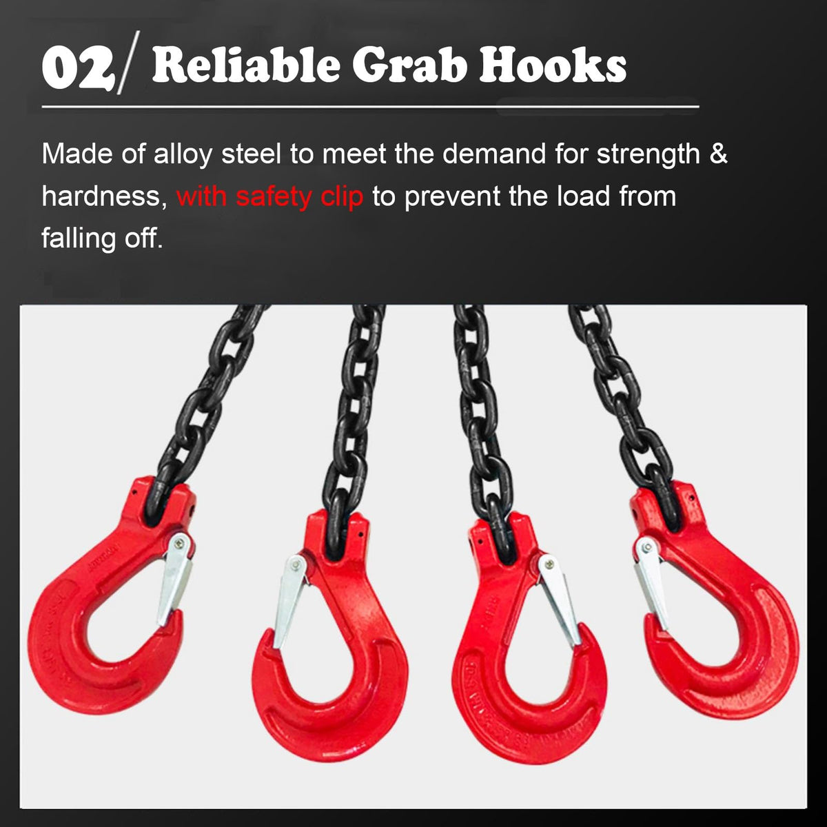 Customizable G80 Mn-Steel Lifting Chains, 3 Ton Capacity, Heavy Duty Durable Chains for Warehouse, Factory & Engine Lifting - Standard Marking, Perfect for Heavy Equipment