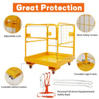 Forklift Safety Cage 36x36 Inch Forklift Man Basket Heavy Duty Lift Basket with 4 Wheels 1200LBS Capacity Safety Set for Most Aerial Jobs